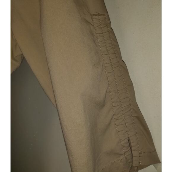 Converse Khaki Shirt Dress Sz XL One Star 3/4 Sleeves Ruched Button Down Casual - Picture 5 of 16
